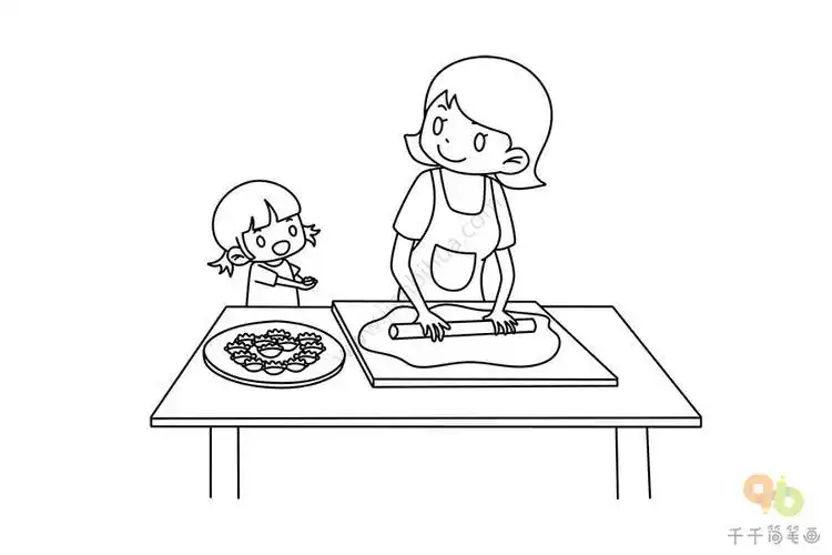 春节包饺子简笔画春节简笔画