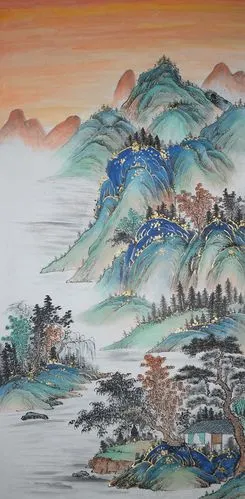 龙老师1现代作家写意画四尺仿古山水_仿古_山水_国画_装饰作品_园圆堂