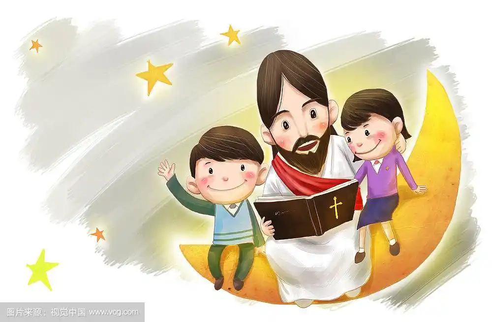 耶稣基督和孩子们的插图