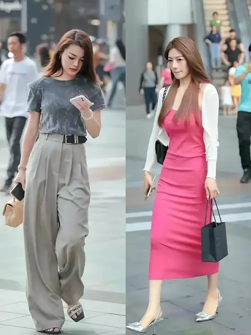 重庆女性的时尚街拍:小背心,超短裙,高跟鞋,展现时尚与自信!