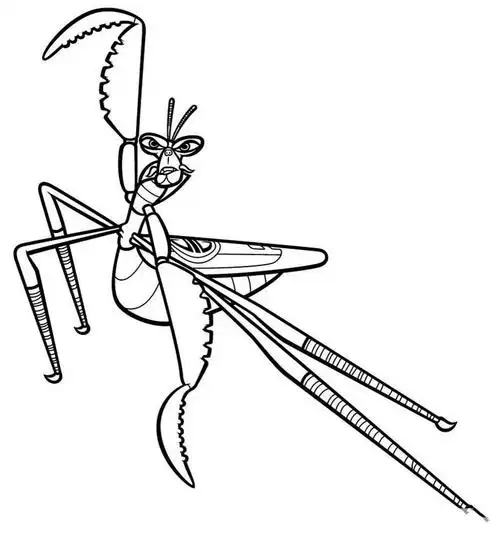 动漫人物简笔画 功夫熊猫螳螂简笔画图片