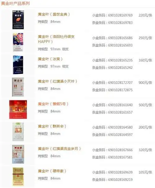 中国烟草价格中国烟草价格表2020价格表及图片