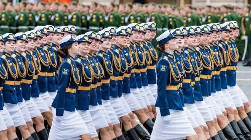 男军迷爱看的画面俄徒步方队中的女兵方队通过莫斯科红场67