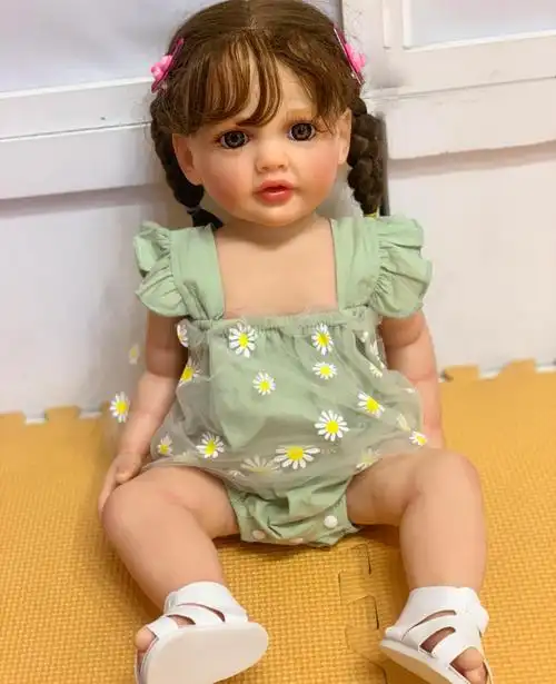 迷你重生娃娃婴儿软胶硅胶可洗澡全胶洋娃娃儿童女孩npk55cm 小柠檬