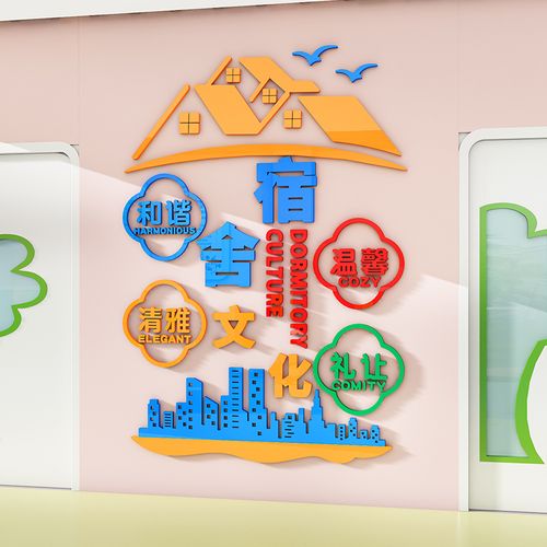 学校寝室文化布置装饰工厂员工学生宿舍文明礼仪宣传标语软装墙贴