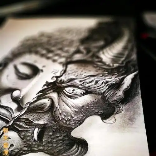 一念之间——原创手稿亘古正邪_纹身吧社区 - 纹身大咖