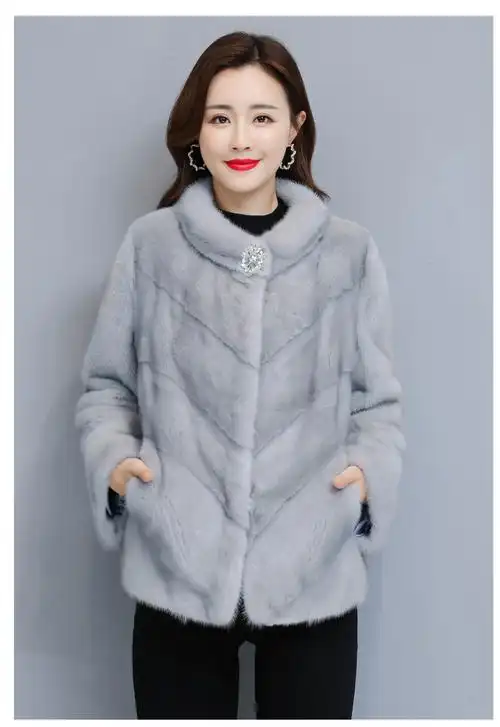 实拍2838#2020秋冬新款水貂仿皮草女士天鹅绒裘皮大衣外套中短款