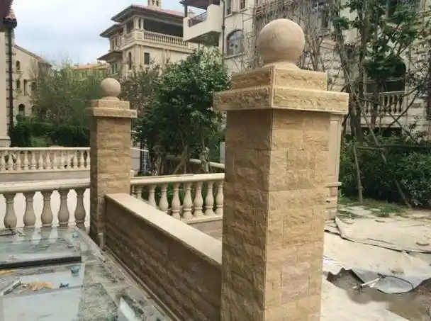 别墅庭院围墙大门,石材方柱设计参考_柱子