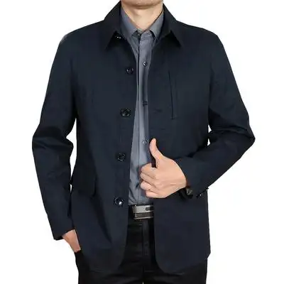 花花公子贵宾春秋款爸爸装中老年外套休闲男士纯棉夹克衫翻领抗皱
