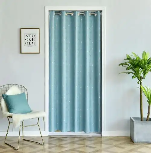 门帘免打孔布艺家用卧室遮光空调挡风厨房试衣间卫生间隔断帘布帘