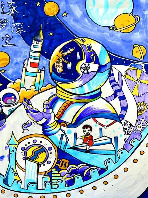 "第五届华夏儿艺科幻绘画作品展"作品欣赏_辅导教师_科技_未来世界