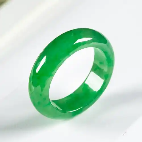 翡翠琪琪天然冰糯种满绿戒指玉戒圈指环男女女款戒指