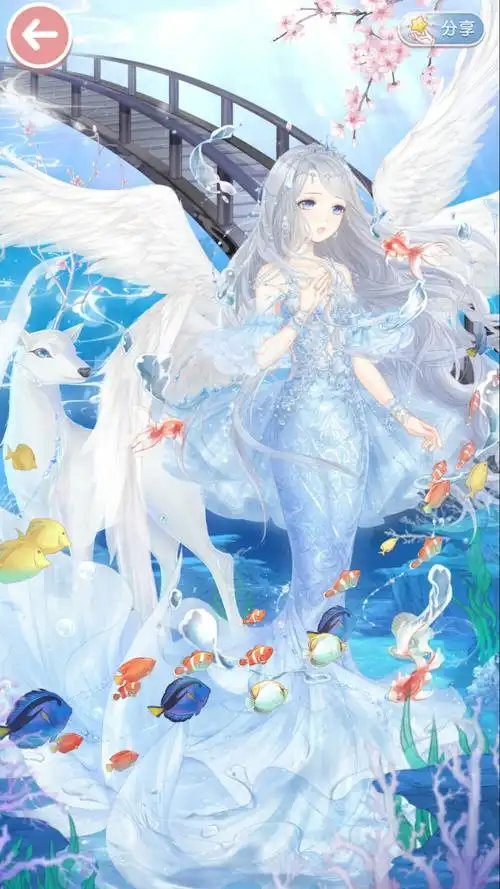 奇迹暖暖搭配 头发:艾丽莎 上衣:深海之梦 下装:迷梦人鱼 外套:叠浪