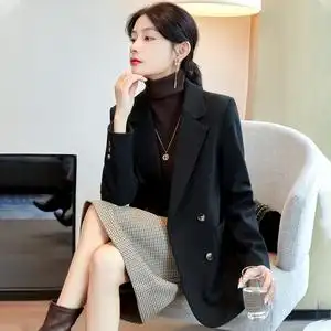 00jiejiewudi34淘宝简白concisewhite2021年新款压线金扣女西服直筒