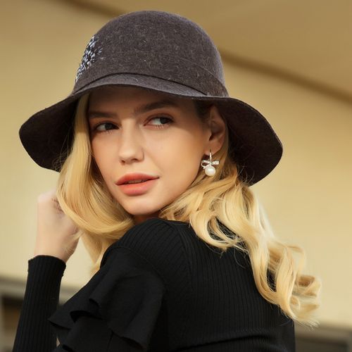 ee英式时尚大檐圆顶礼帽名媛宴会礼帽优雅麻纱花朵帽子女1081