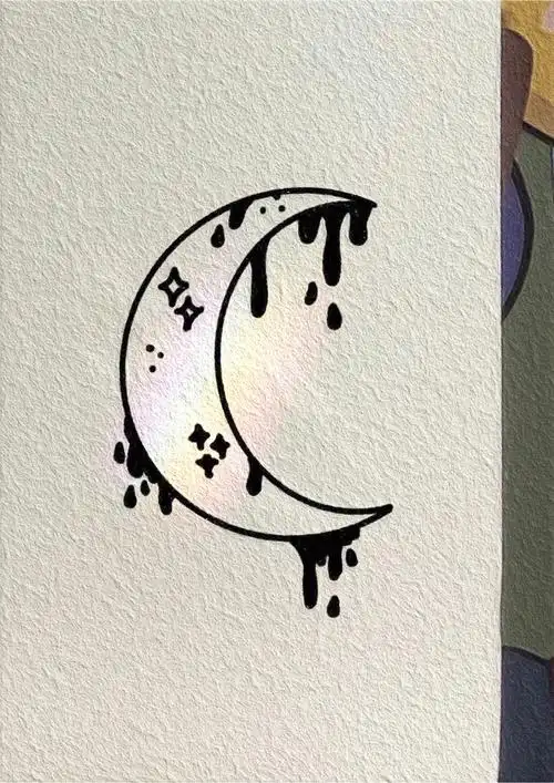 今日简笔画月亮融化内有过程