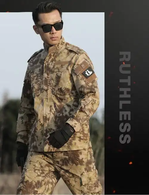 美式cp迷彩服套装男特种兵作战训练服耐磨蟒纹作训服春秋军训服装