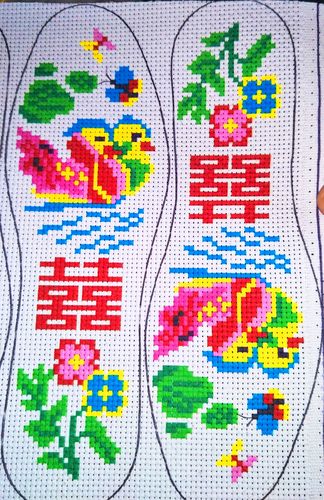 鞋垫十字绣 全棉格子