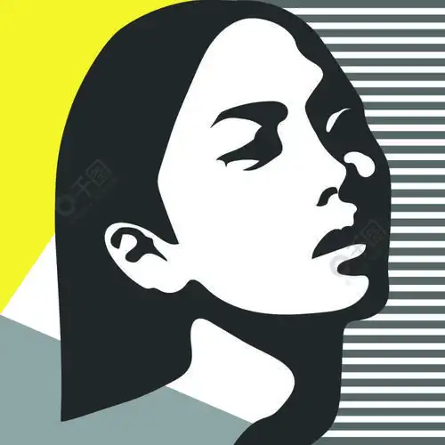 时尚女人肖像矢量剪影艺术插图