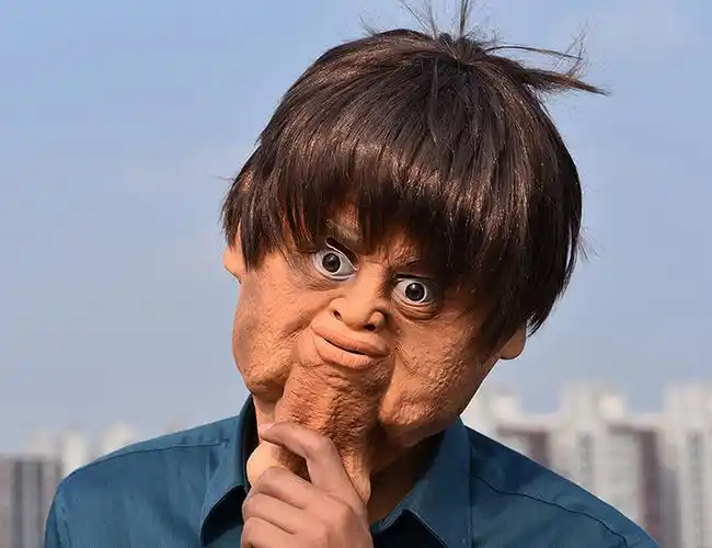 万圣节搞怪恐怖面具怪人大下巴 双下巴 面具影视道具乳胶酒吧舞会