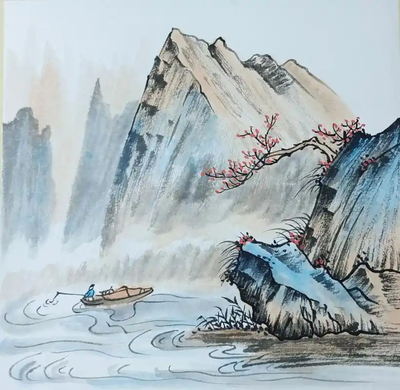 秋江独钓.#山水画 #国画 #中国画  #东方美学 - 抖音