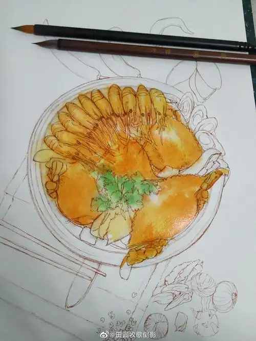 美味大餐来袭,水彩美味