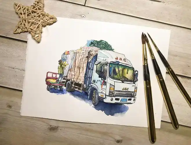 今日画 | 白色大货车|纯艺术|绘画|林乃舟 - 原创作品 - 站酷 (zcool)