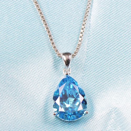 简约水滴形海蓝宝石吊坠单坠锁骨项链坠子彩宝颈饰