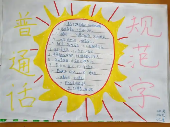 大交中心校北册小学四年级"写规范字,说普通话"手抄报展示