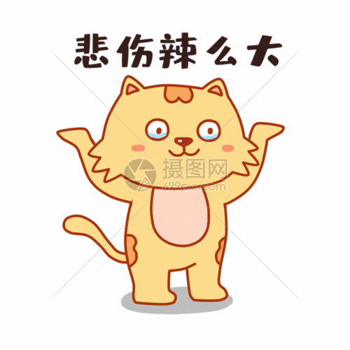 大脸猫悲伤表情包gif