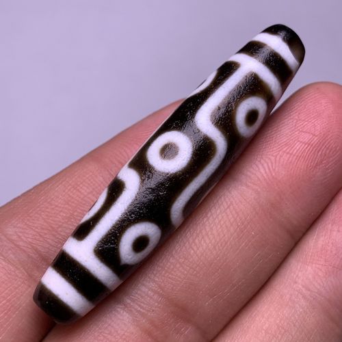 木晶阁 西藏包浆马蹄纹天珠九眼虎牙宝瓶 九眼包浆天珠 高油包浆:13*