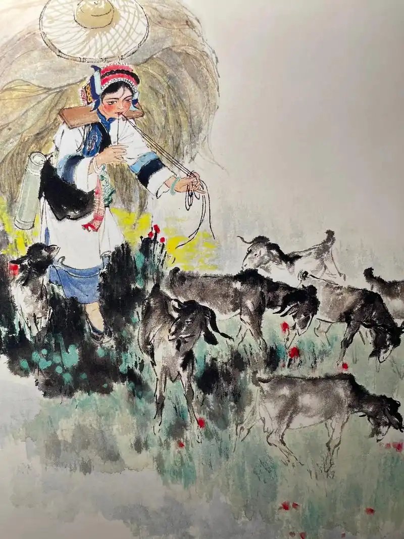 阿诗玛名家王仲清的代表作作品以其鲜活的人物描绘纯熟的笔墨技艺清新