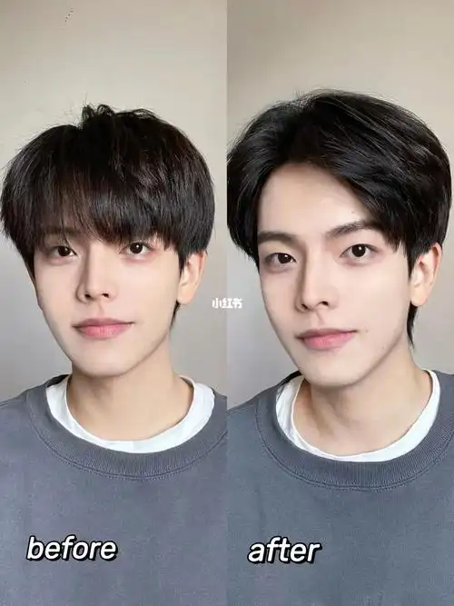 发型教程一定要收藏住了,教你从奶狗变狼狗—1,吹风机把刘海吹蓬松2