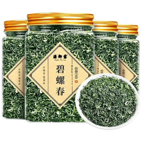 碧螺春绿茶浓香江苏原产春茶嫩芽花果香茶叶简易罐装四罐共500克