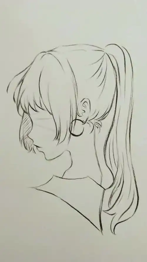 几笔画侧脸女孩