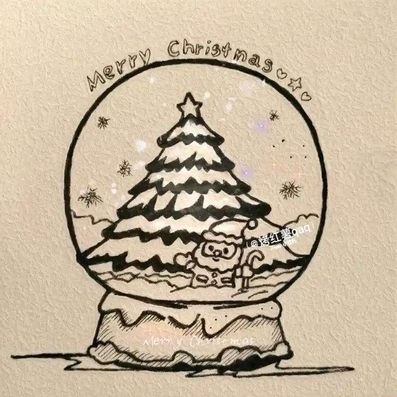 教你画圣诞水晶球96 #简笔画教程# #简笔画# #圣诞# #绘画临摹