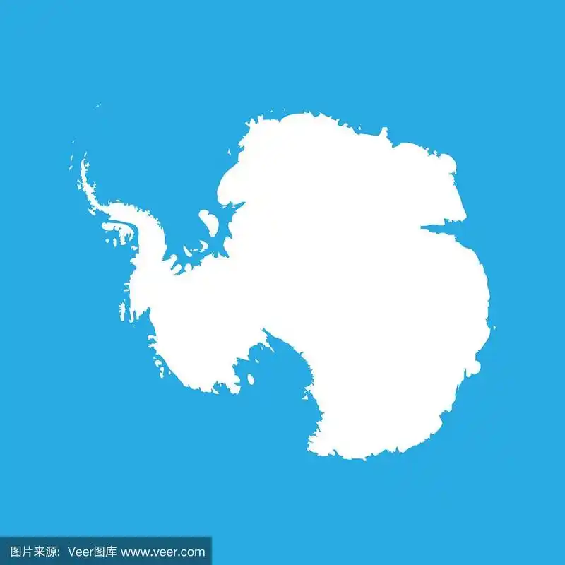 南极洲高详细的白色剪影地图