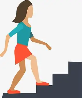 卡通爬楼梯运动人物插画