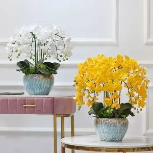 大型仿真花蝴蝶兰酒店前台图片