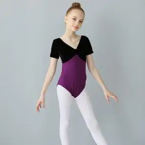 儿童舞蹈练功服女童春秋中国芭蕾舞服女孩考级丝绒形体跳舞连体衣