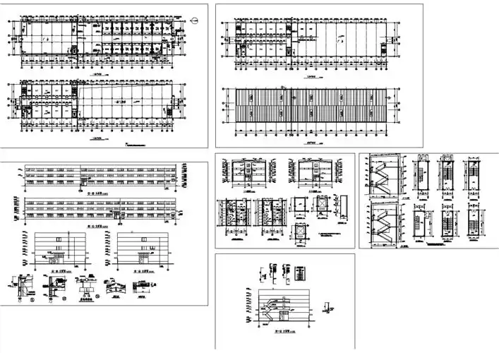 某厂房车间建筑设计图纸cad(共6张)