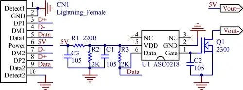 iphone苹果lightning数据线取电母座芯片ic,asc0218