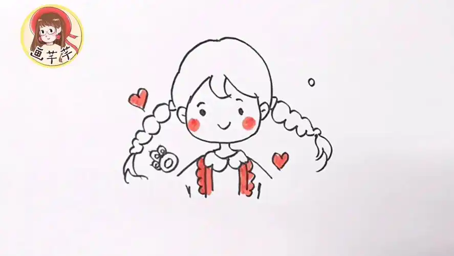 扎小辫的可爱小女孩,儿童卡通简笔画_哔哩哔哩_bilibili