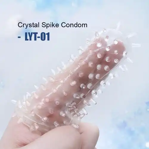 成人情趣用品颗粒倒刺水晶套锁精狼牙套安全套情趣增长增粗避孕套