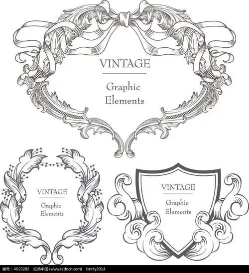 手绘黑白线描花纹边框eps素材免费下载_红动中国