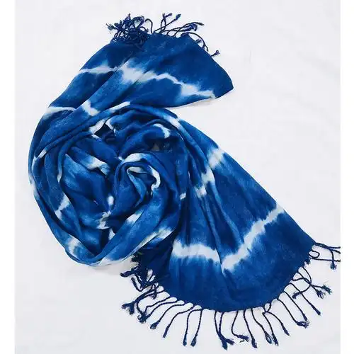 围巾扎染蜡染植物草木手绘纯棉学生围巾