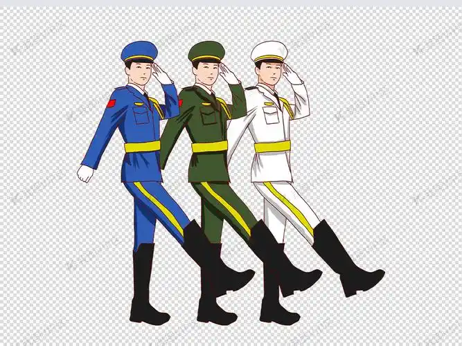 海陆空三军手绘插画免抠元素