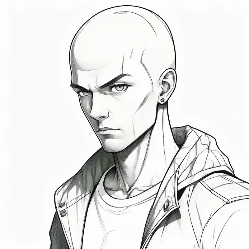 97光头社会男黑白素描头像96