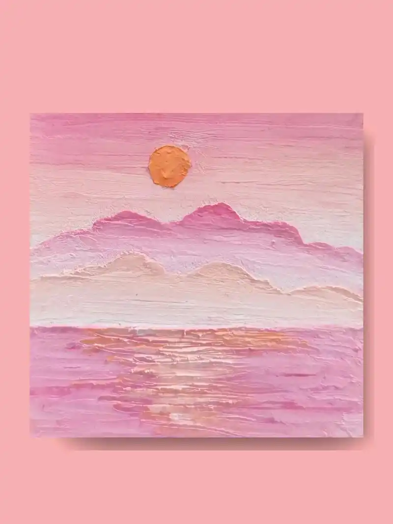 油画棒治愈系风景教程-马卡龙色系 烦恼就该丢掉,开心最重要, - 抖音