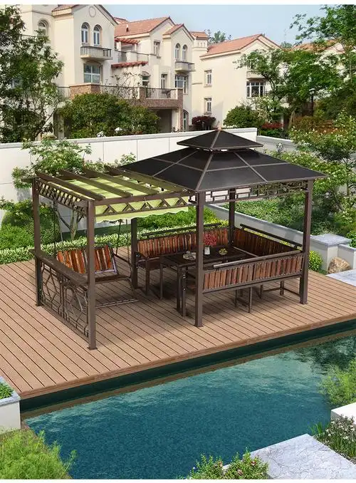 紫叶户外庭院葡萄架凉亭花园实木别墅室外院子天台楼顶遮阳棚亭子定制